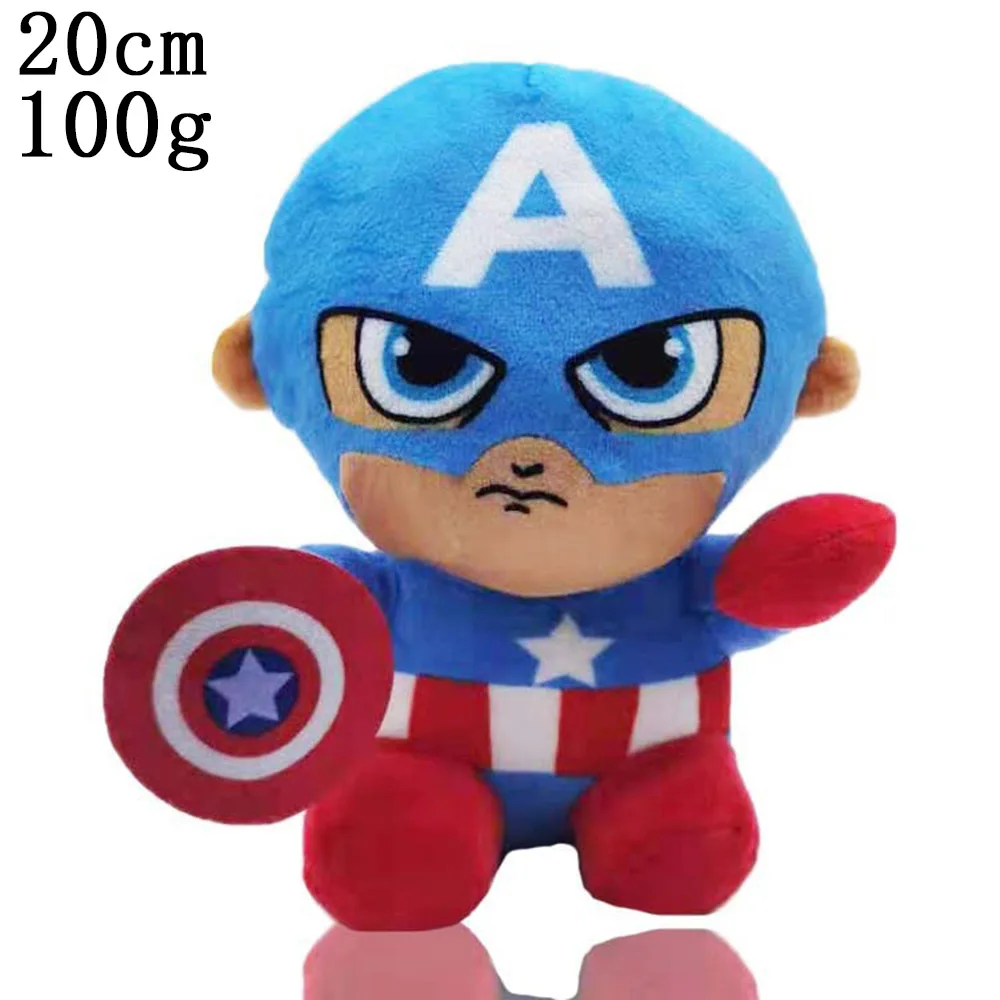 20cm Disney Marvel The Avengers Plush Toys Captain America Hulk Spider Man Iron Man Black Panther Cartoon Stuffed Doll Kid Gifts