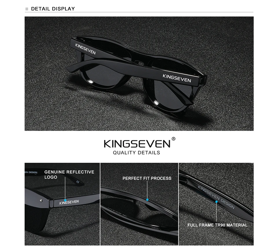 KINGSEVEN Neue Marken-Design Herren-Sonnenbrille Polarisierte Sonnenbrille Damen Integrierte Linse Modische Brillen Oculos De Sol – Detail 1