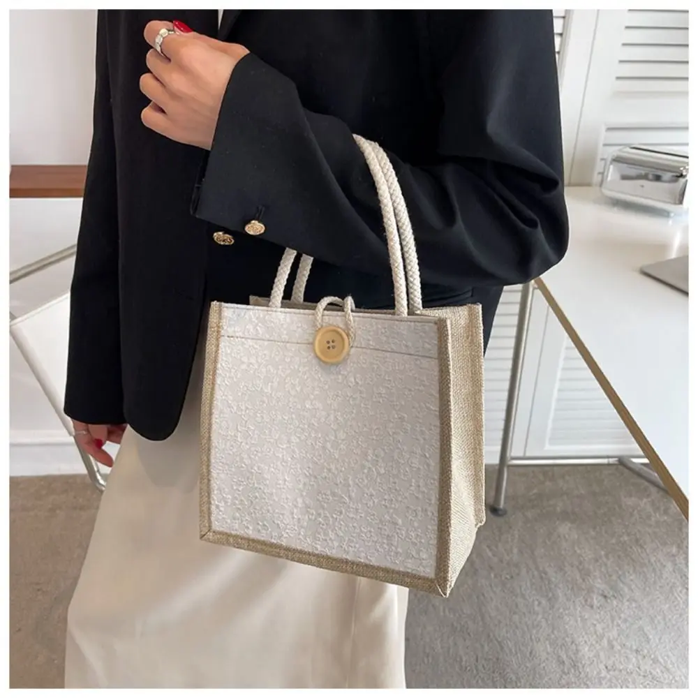 Summer French Hand-Carrying Lunch Bag Japanese Girl Versatile Linen Handbag New Style Gift Tote Bag