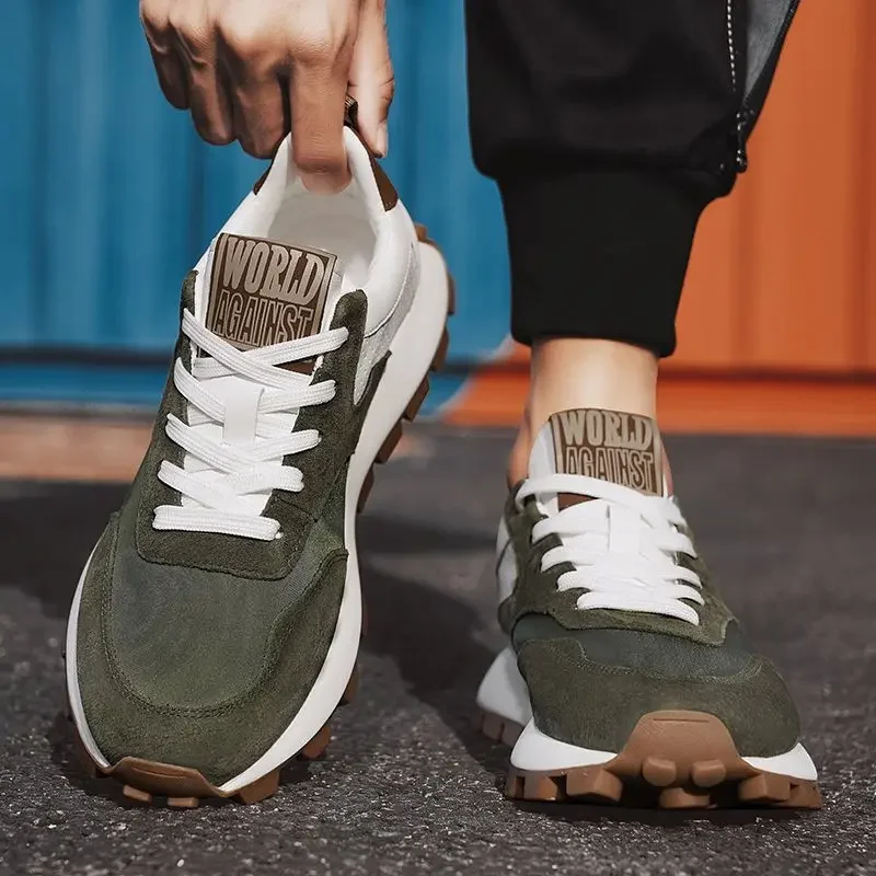 

vulcanized wedged sneakers men laced up sports shoes man casual non slip trainers comfortable jogging shoes male sneakers