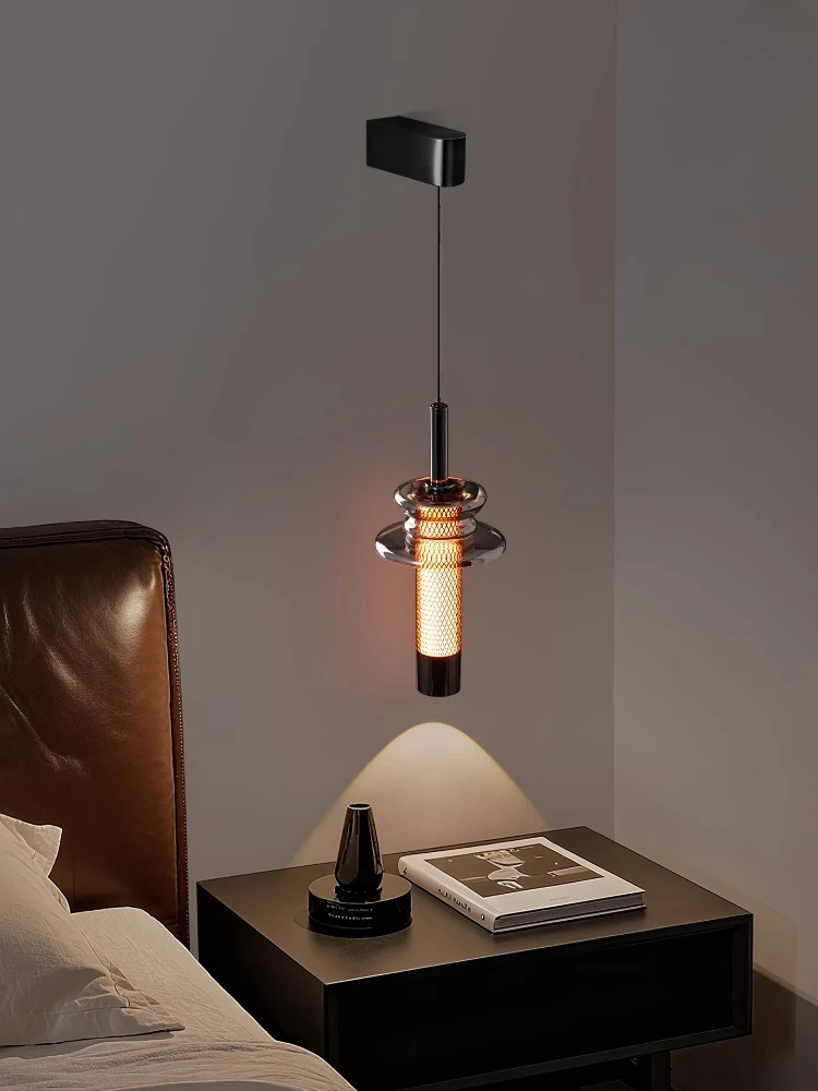 Bedroom bedside wall lamp Italian minimalist high-end creative suspended glass bedside wall lamp