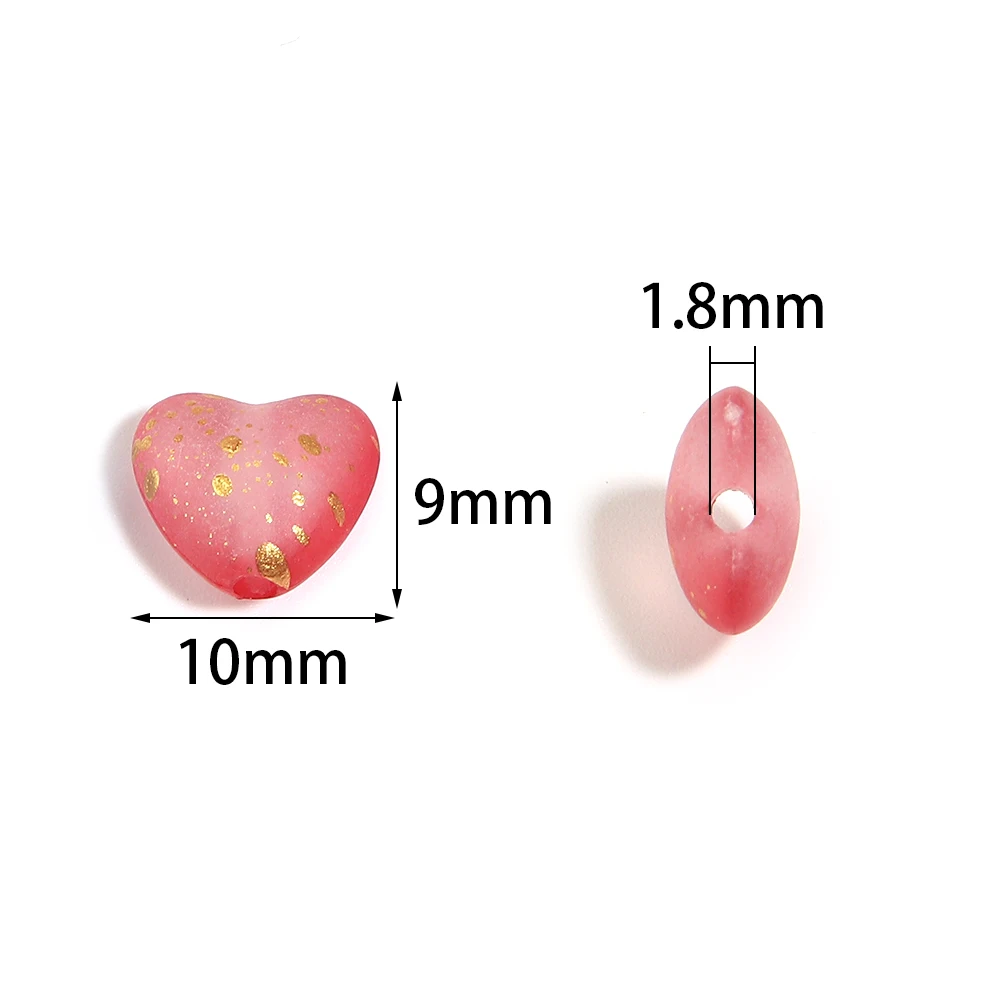 200 Stück/Lot Acrylperlen in Herzform, matt, Farbverlauf AB, lose Abstandshalterperlen für DIY-Halsketten, Armbänder, Anhänger, Schmuckherstellung – Detail 1