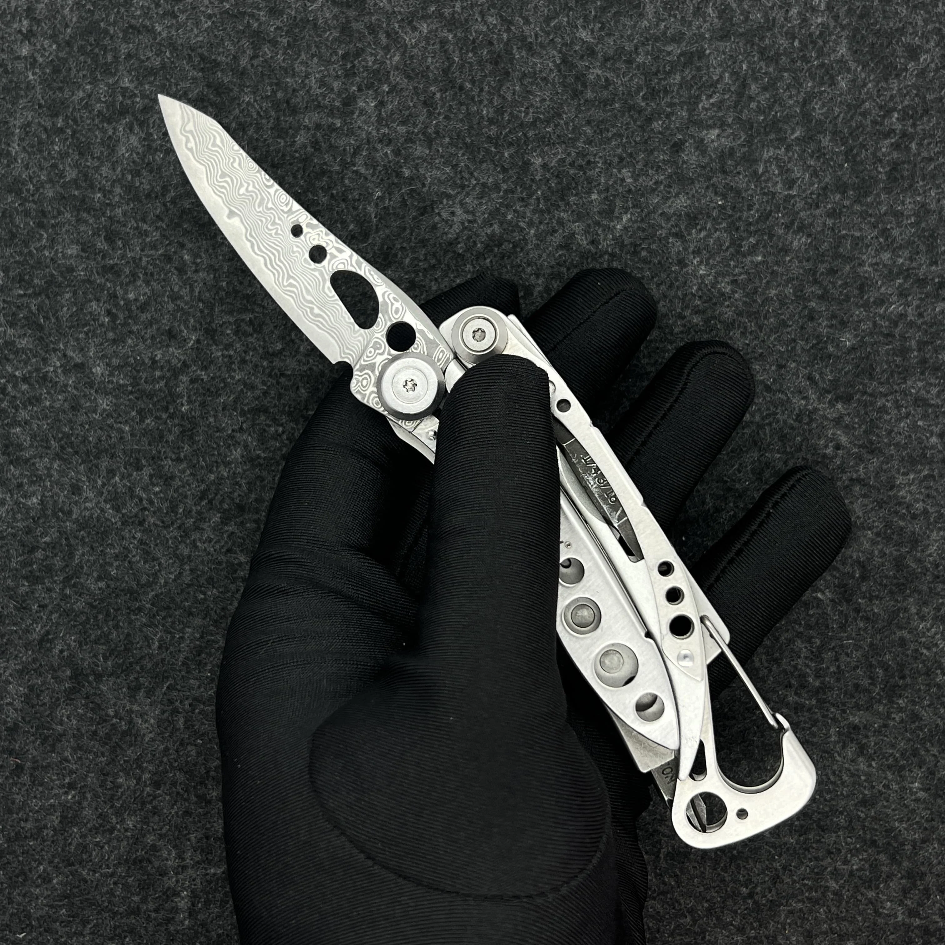 

1 pcs VG10 Core Damascus Steel Made Replacement Part Main Blade For leatherman Skeletool Main Knife DIY Accessories