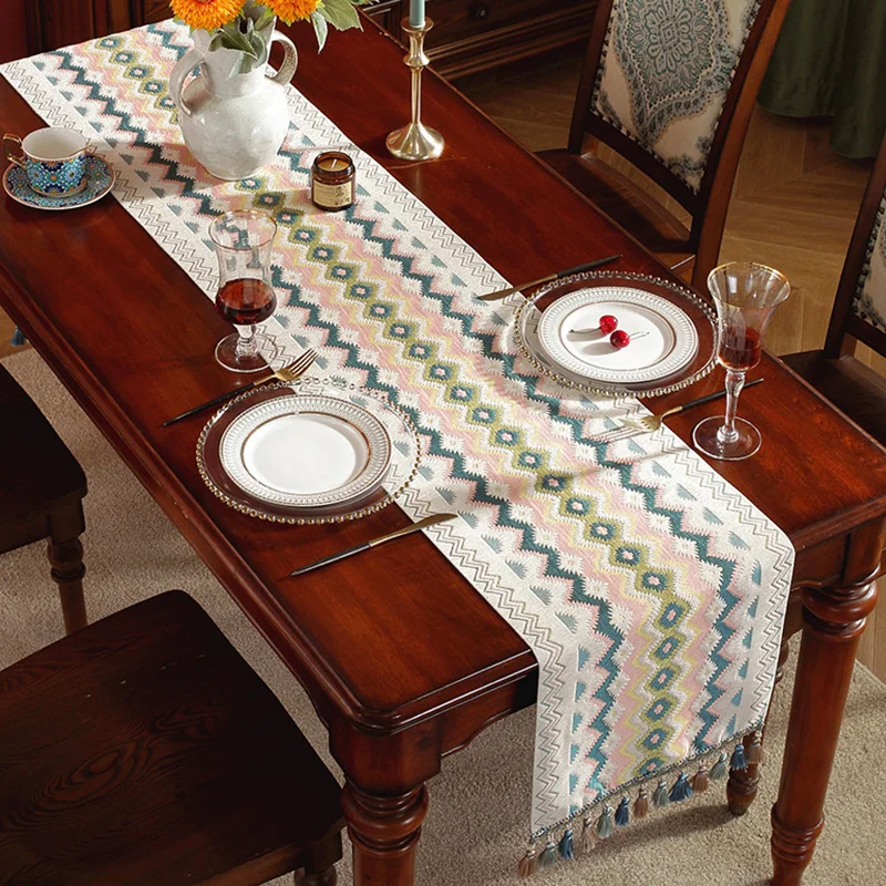 Modern Dining Table Runner Coffee Table Decor Living Room TV Cabinet Cover Home Decoration Party Nordic Embroidery Table Runner