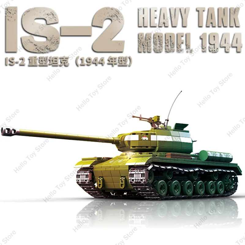 

2024 WW2 Soviet Military IS-2 Heavy Tank Model KV Tank Toys Building Blocks Classic Army Weapon Toy For Boy Birthday Gifts 1944s