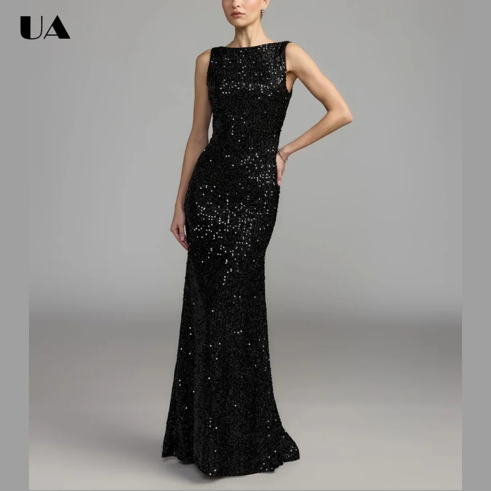 ULBYANRY Customized Mermaid Backless Prom Dress for Woman Sparkly Sequins Floor-length Evening Dress Sexy Sleeveless Party Dress