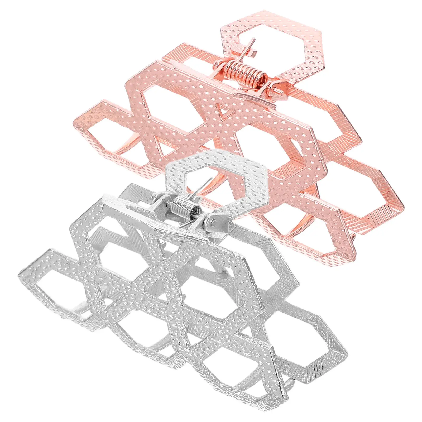 

2Pcs Vintage Geometric Metal Hair Claw Clips for Women Hollow Hexagon Design Non-Slip Updo Styling Alloy Bun Holder for Thick