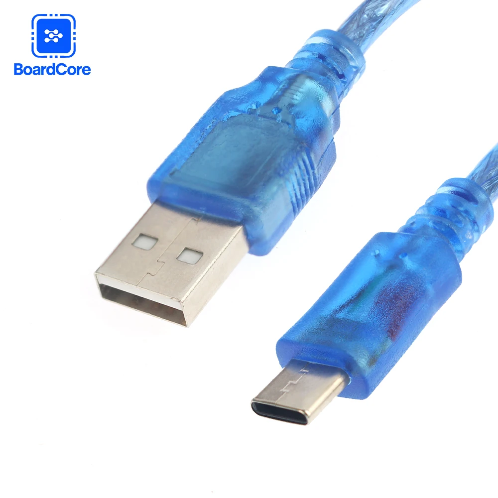 สายดาต้า USB สีน้ำเงิน 30 ซม. สำหรับ Uno R3/Arduino Mega 2560/Arduino Due สายพิมพ์อินเทอร์เฟซ Type-C ความเร็วสูงสำหรับ Arduino