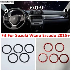 5PCS Dashboard Side Middle Air Conditioning AC Outlet Vent Ring Circle Cover Trim For Suzuki Vitara 2015 - 2023 Red Accessories