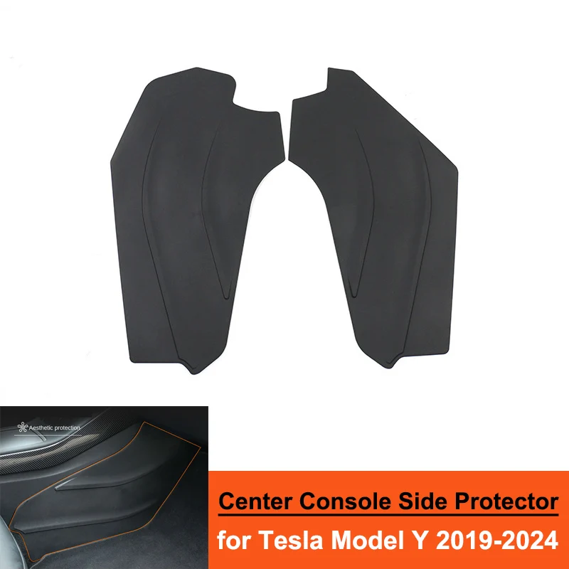 

For Tesla Model Y 2024 HW4.0 Interior Accessories Center Console Side Wall Anti-kick Protector Cover TPE Guard ModelY Sill Plate