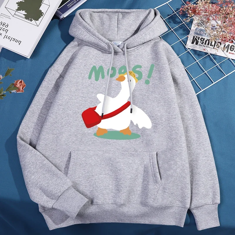 

Big White Duck Goes To Men Women Hoody Fashion Warm Sweatshirt Casual O-Neck Hoodies Autumn Fleece Pullover Clothing Man