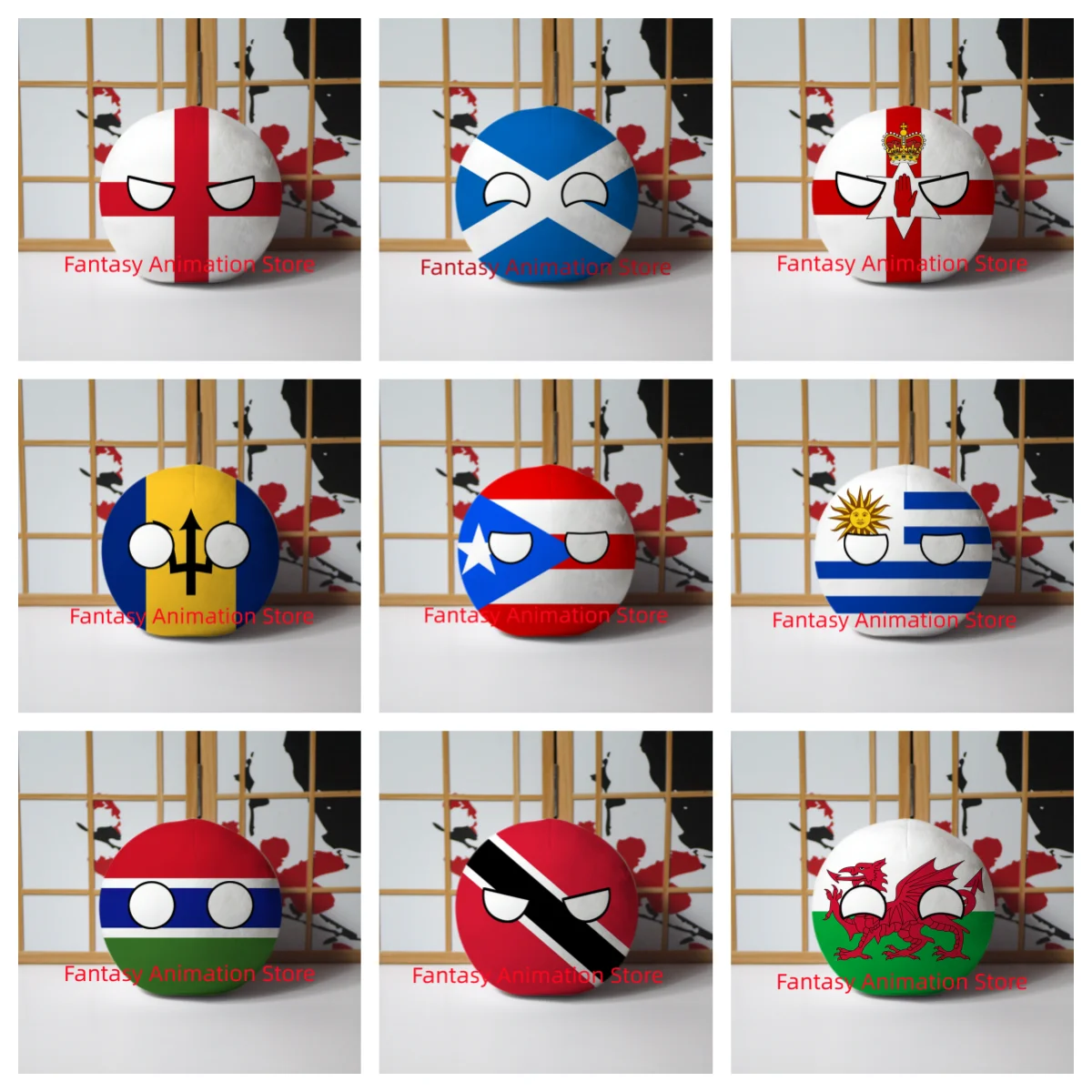 Muñeco de Peluche Polandball de 8/20cm, Colgante de Juguete Countryball de Reino Unido, Barbados, Gambia, Puerto Rico, Uruguay, Irlanda del Norte, Regalo