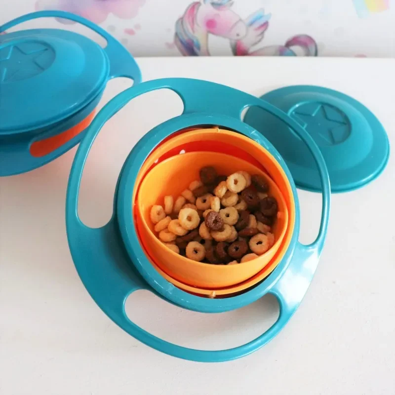 Universal baby feeding bowl Gyro Bowl Practical Design Children Rotary Balance Novelty Gyro Umbrella 360 Rotate Spill-Proof Soli