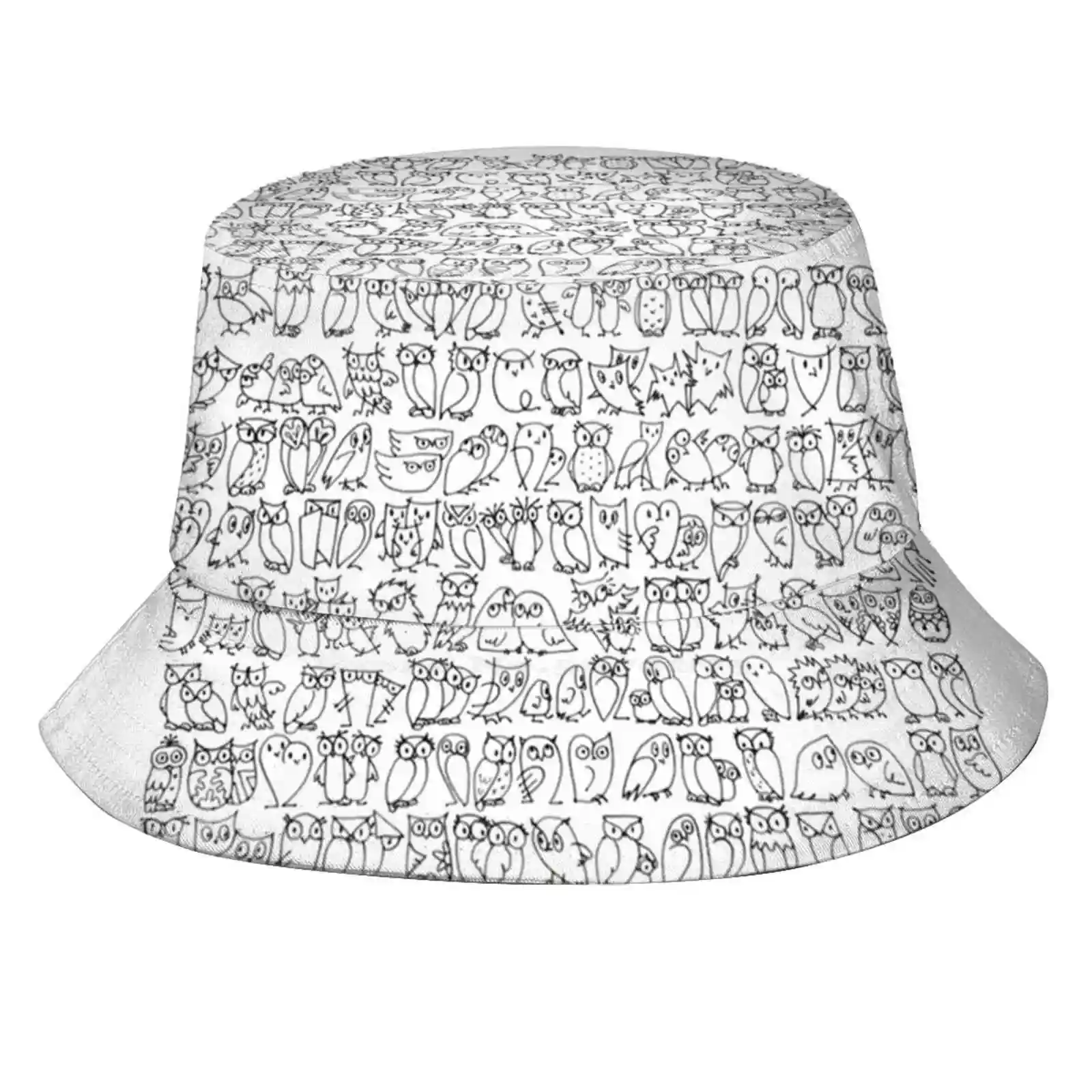 Owls - Many Owls Sun Cap Fisherman Hat Bucket Hats Many Owls Black White