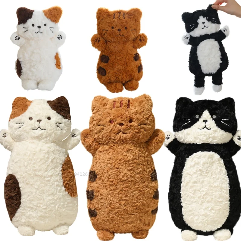 Cute Cat Plush Pillow Soft Curly Fluffy Cat Stuffed Animal Doll Large Body Hugging Pillow Sofa Bed Decor Cushion Plush Gift