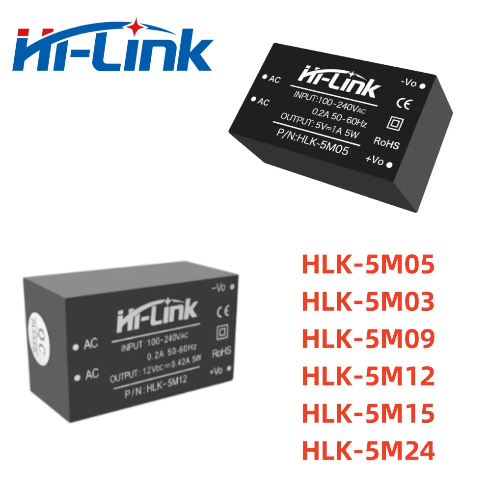 Hilink 5M05 AC DC 220V do 3.3V 5V 9V 12V 15V 24V 5W Moduł zasilacza HLK-5M05 Regulowany konwerter obniżający napięcie Inteligentny dom