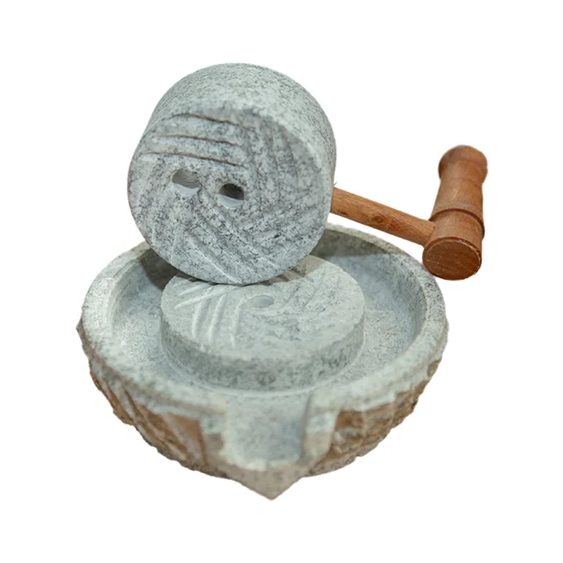 GYTB-Molino nostálgico, objeto decorativo Retro, molino de piedra pequeño, decoración del hogar, pequeños adornos ornamentales naturales