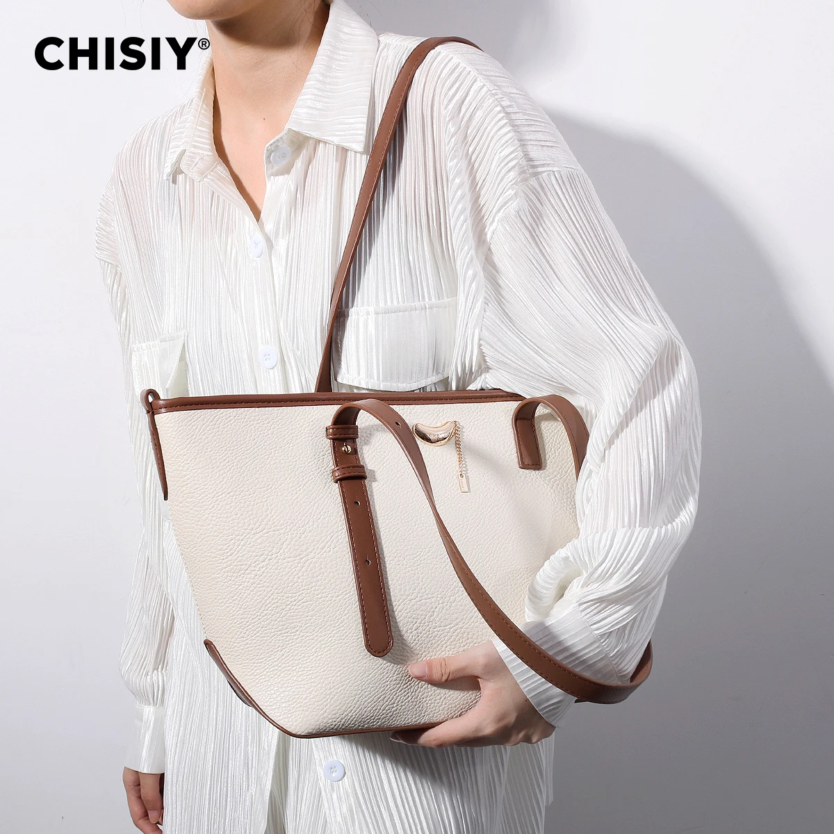 1 pc CHISIY Original Handmade Tote Bag,Shoulder Bag,Clutch,Spring, Summer Beige Bag,White Bag,Chic Affordable Functional