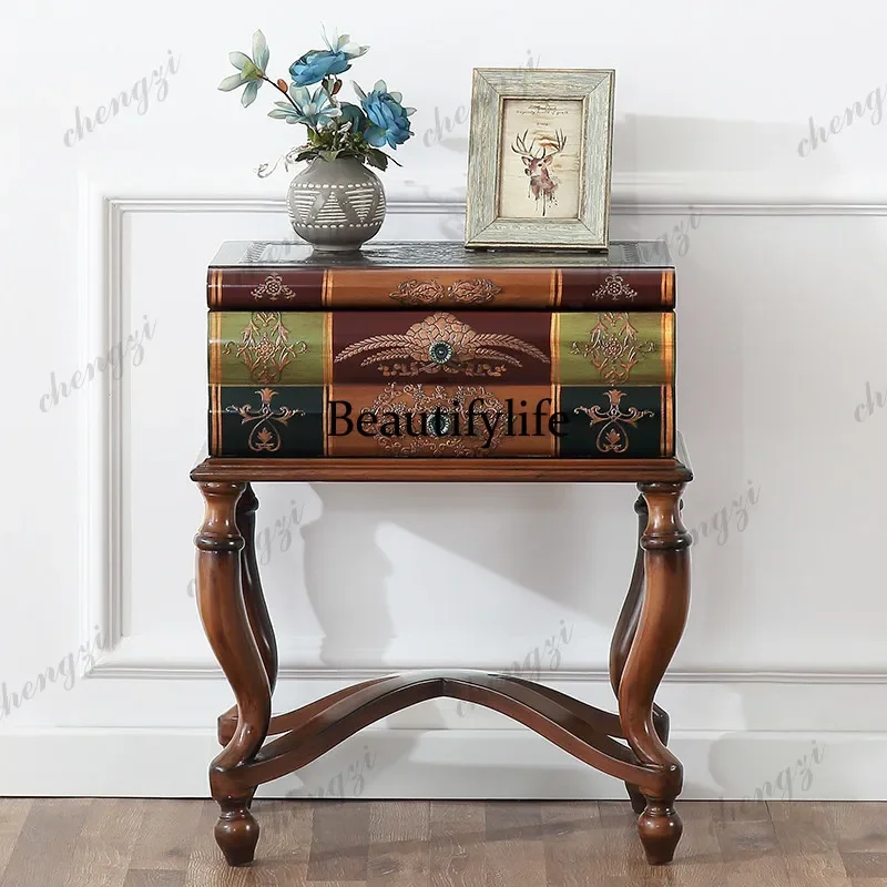 D80 American sofa side cabinets, living room modeling corner few retro painted bedroom bedside table