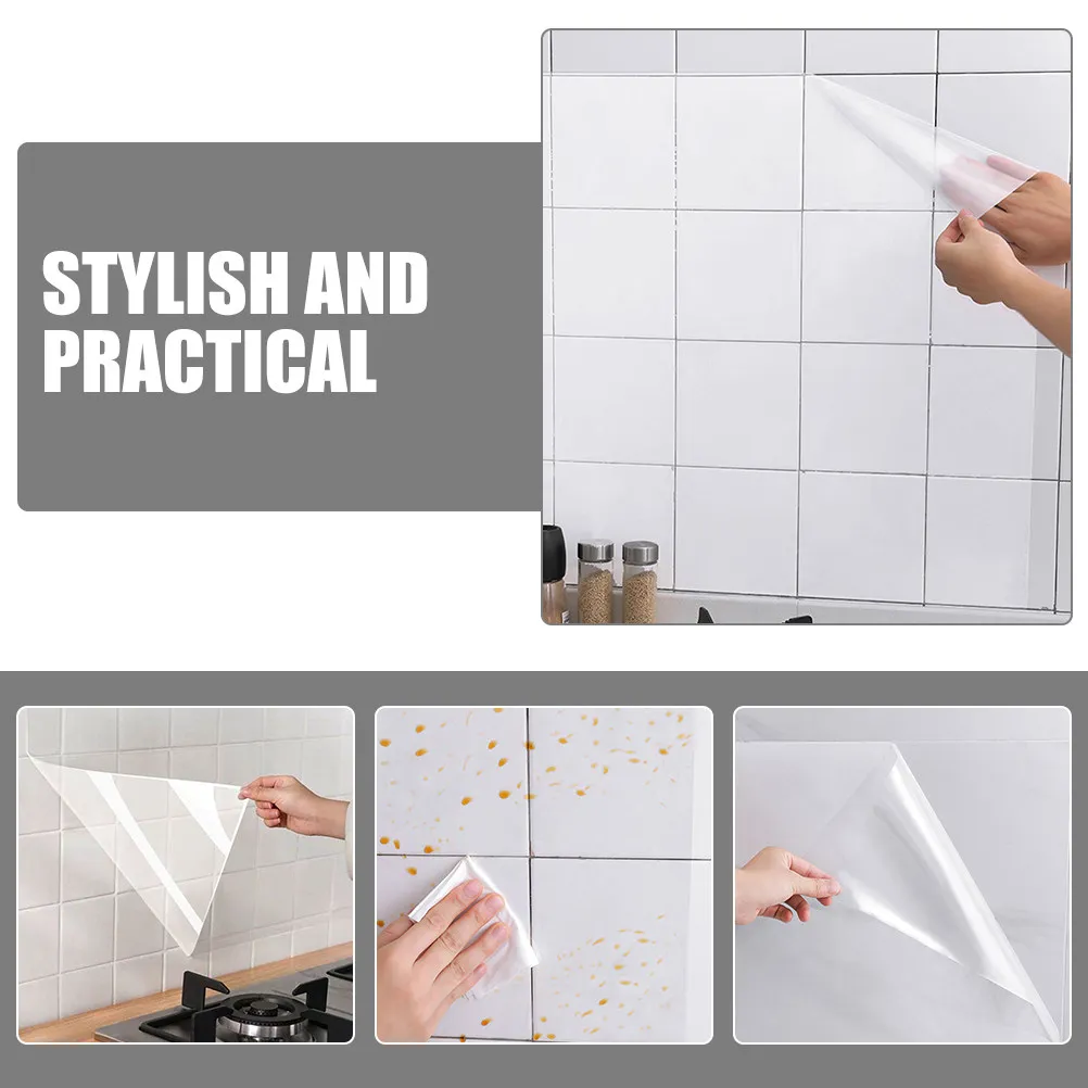 1 Roll Transparent Kitchen Oil Proof Wall Sticker High Temperature Resistant Self Adhesive Backsplash Protector Wallpaper