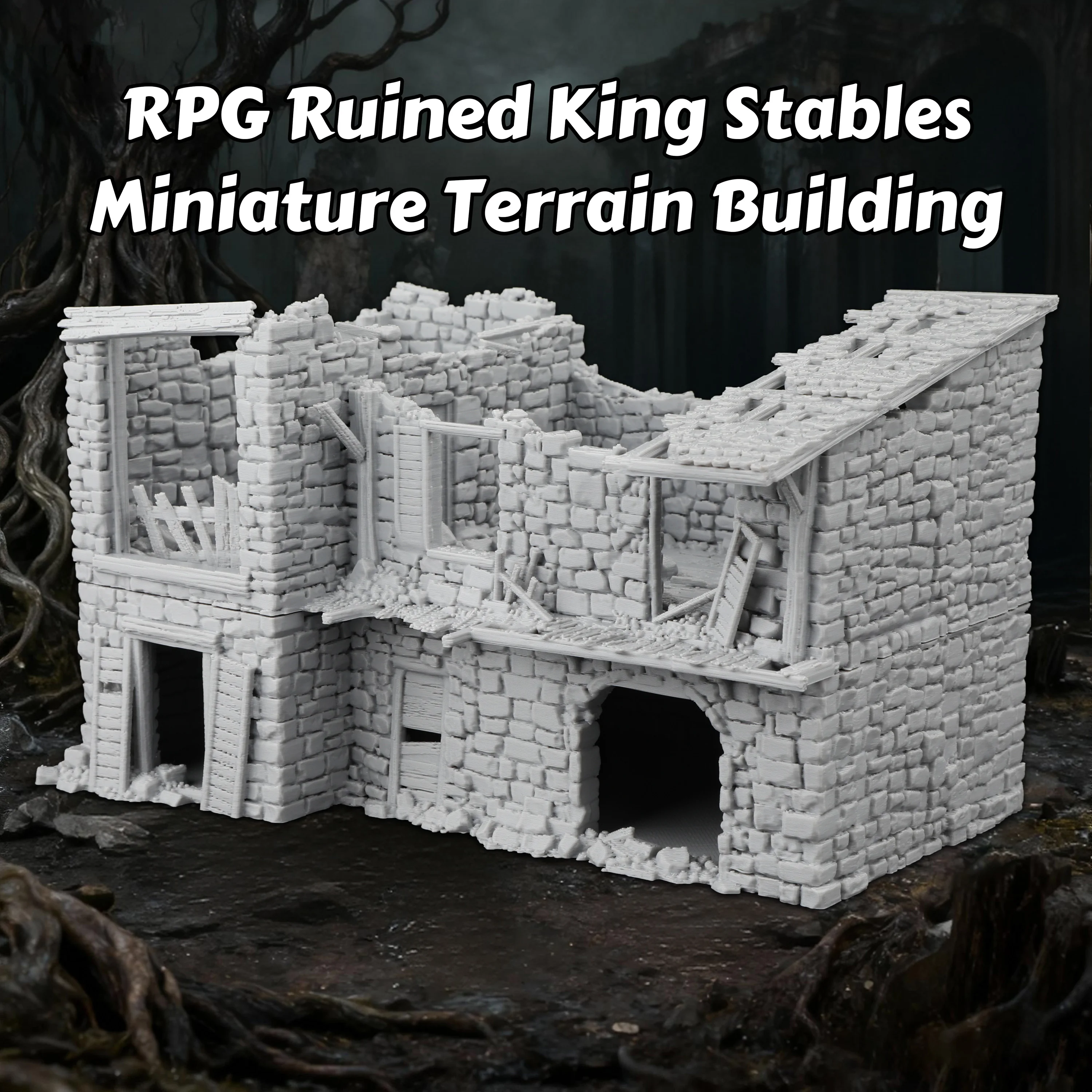 RPG Ruined House Miniature Terrain Building, Abandoned Medieval Structure for Tabletop Adventures, TTRPG Modular Scenery Builds