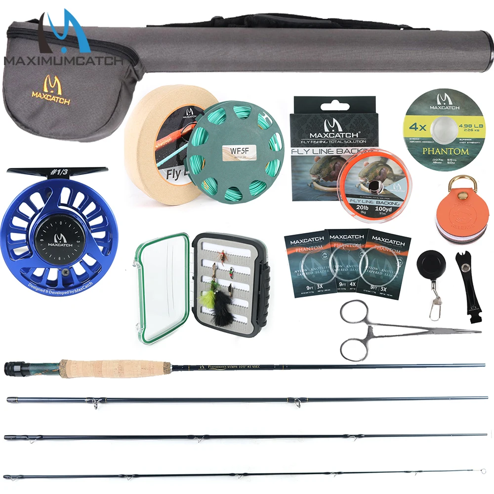 

Maximumcatch Performance Nymph Fly Fishing Rod Kit 10FT 2/3/4WT Medium Fast Action Fly Rod Reel Line Leader Flies for Stream