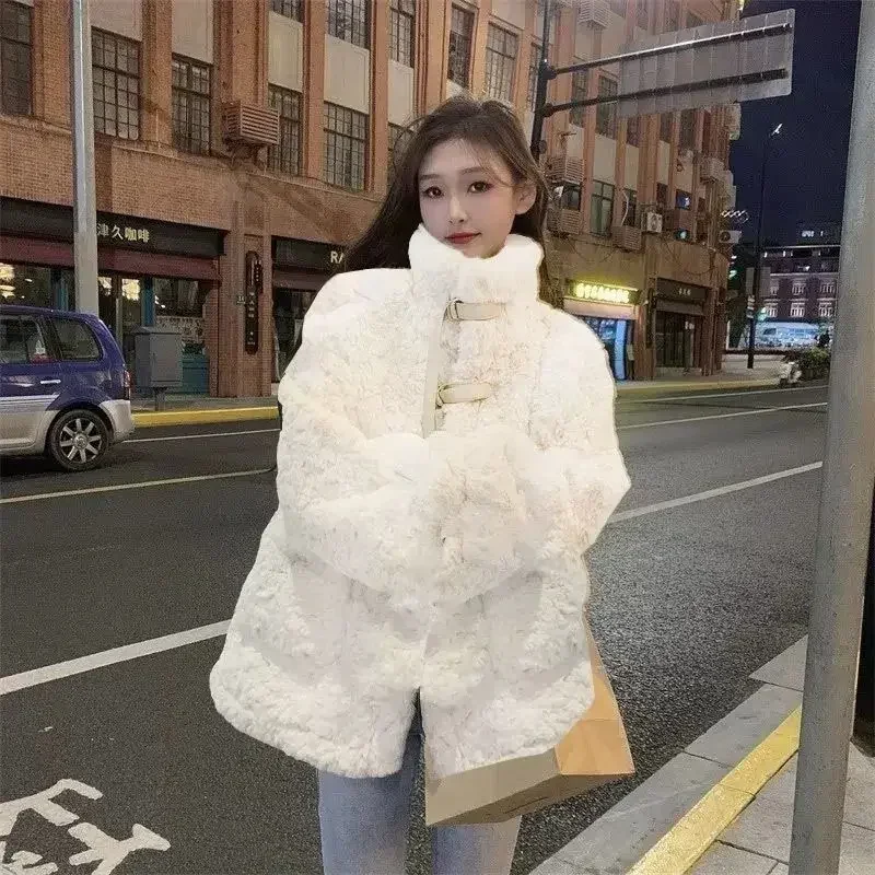 Furry Coat Keep Warm From The Cold Mid-length Style Thick Imitation Rabbit Fur Advanced Lamb Wool Coat Female 2024 Winter New