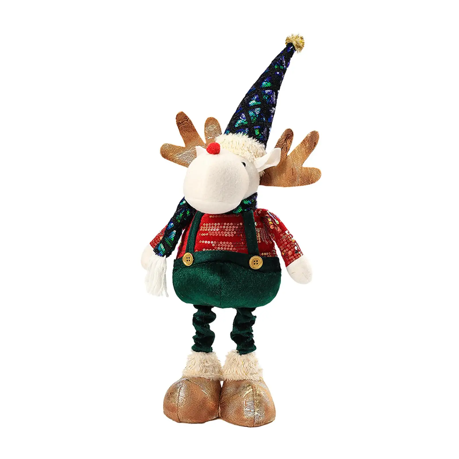 Christmas Elk Ornament Art Window Display Adjustable Height Legs Deer Figurine for Living Room Holidays Table Children Gift Home