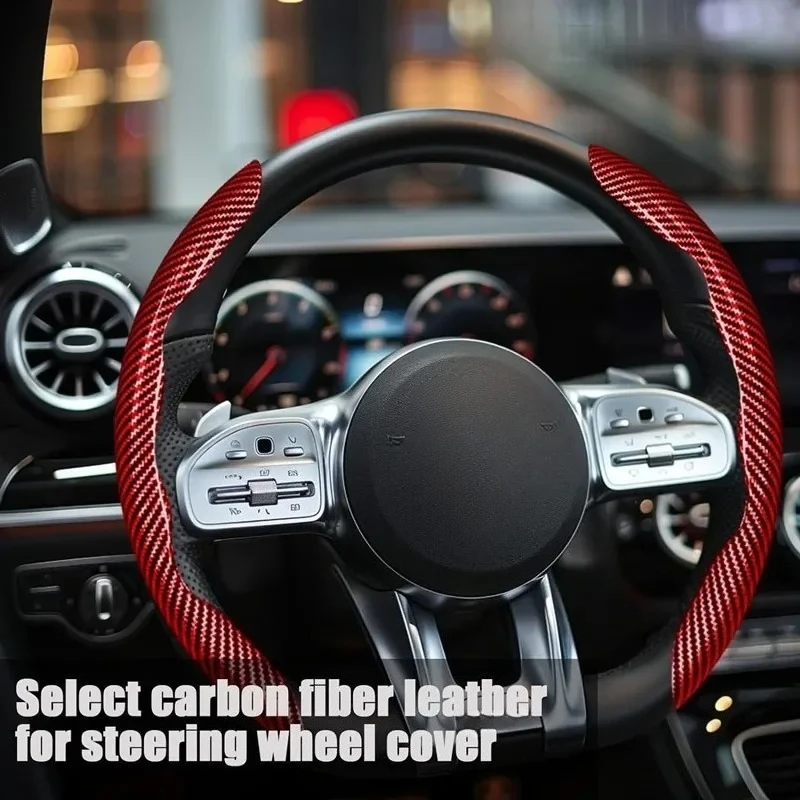 Universal Non-Slip Carbon Fiber Car Steering Cover Steering Wheel Booster Covers For Seat Cupra Born 2022-2025 Auto Protector