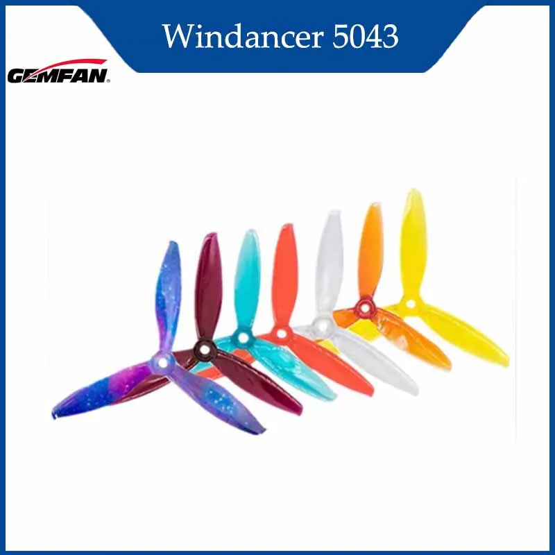 

Пропеллер Gemfan Windancer 5043 T5043C 5x4,3 дюйма ПК 3-лопастной CW CCW FPV Пропеллер для FPV Racing Drone Freestyle 2 пары