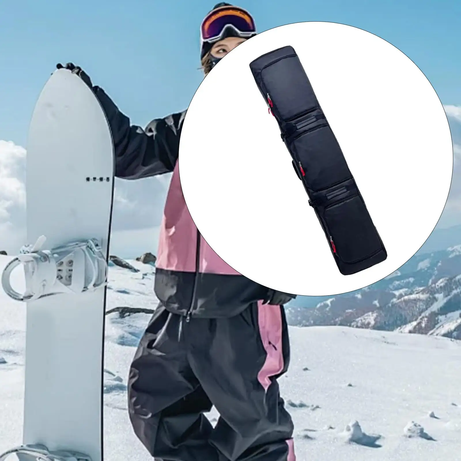 Snowboard Bag Air Travel Large Capacity Double Ski Bag with Wheels Dry Wet Separation Sport Bag for Winter Gear and Apparel