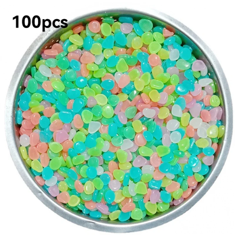 AliExpress NONE 100Pcs Colorful Luminous Pebbles Glow in The Dark Stones for Aquarium Fish Tank Garden Path Decor DIY Crafts Glowing Gravel Rock