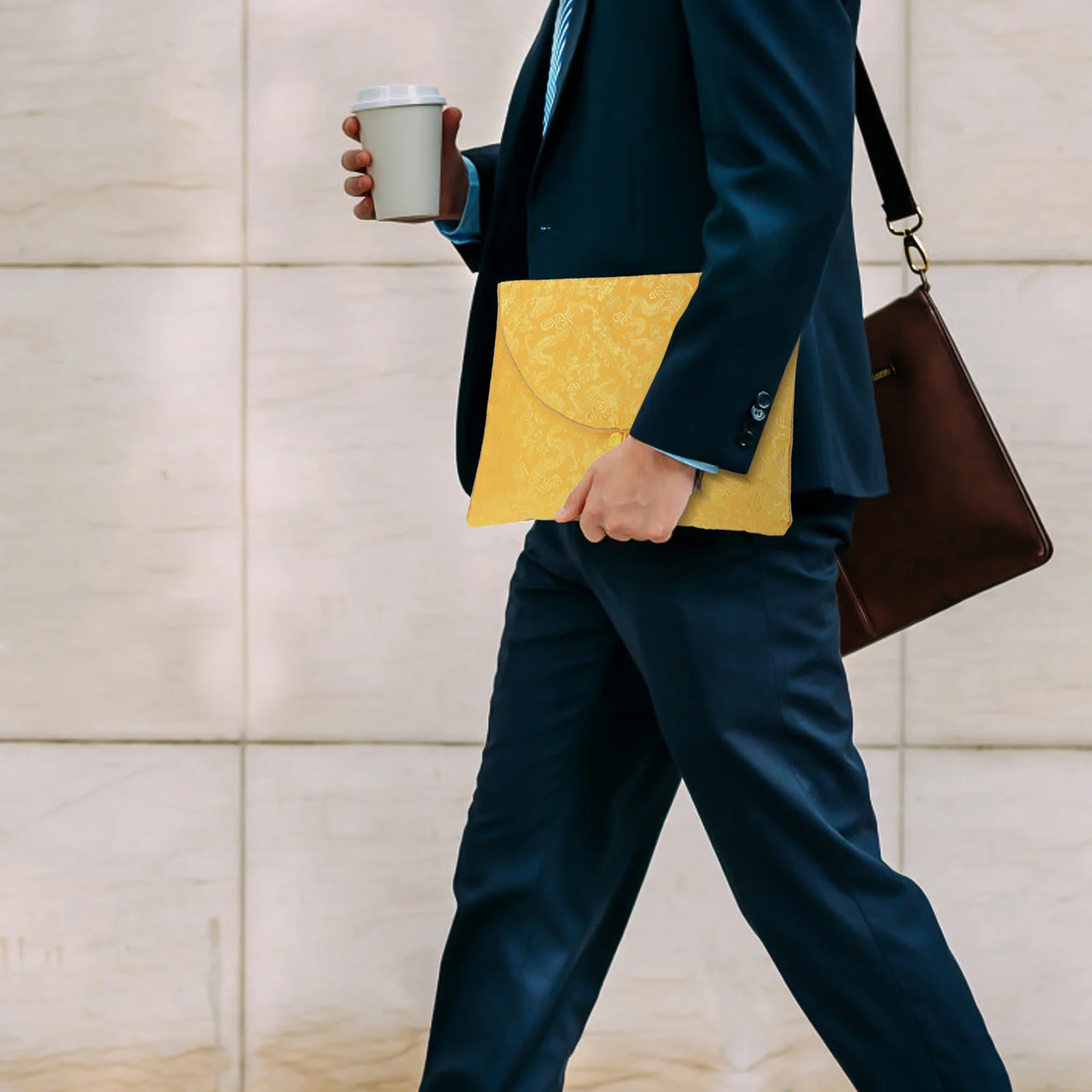 Scriptures Bag Brocade Cloth Pouch With Chinese Knot Embroidery Storage For Jewelry Files Sundries Organizer Ethnic Style