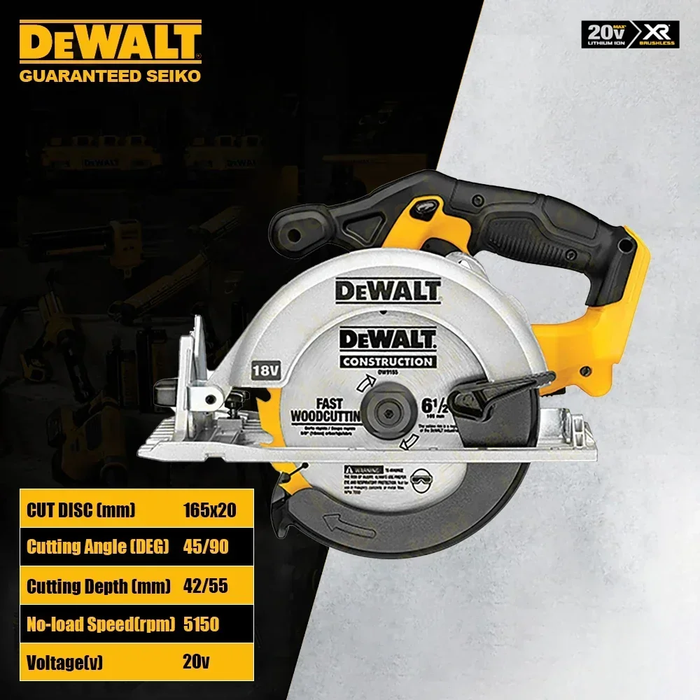 Dewalt DCS391 Cordless Circular Saw Brushless 20v 165x20mm Adjustable 45/90 Degree for WoodCuting Universal 18v&60v Battery