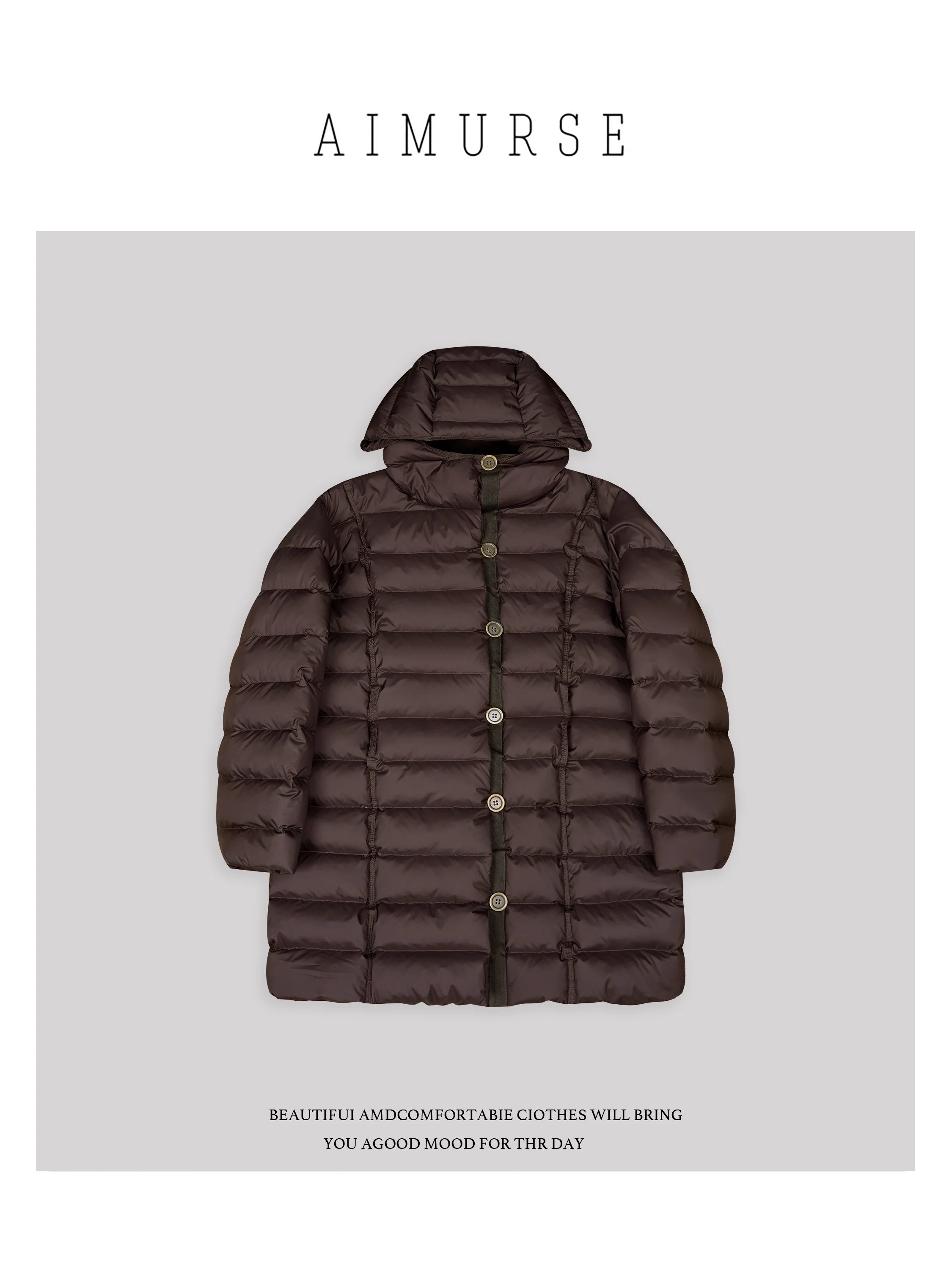 

Warm Winter Capsule AIMURSE Versatile Hooded down Jaet AM70228 mat Sle Polyester Fabric White Du down Filling