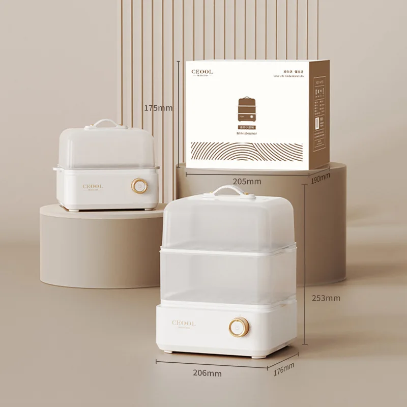 เครื่องต้มไข่ไฟฟ้าสองชั้นเครื่องต้มไข่อัตโนมัติเครื่องทำอาหารเช้าเครื่องอุ่นอาหารไข่คัสตาร์ด