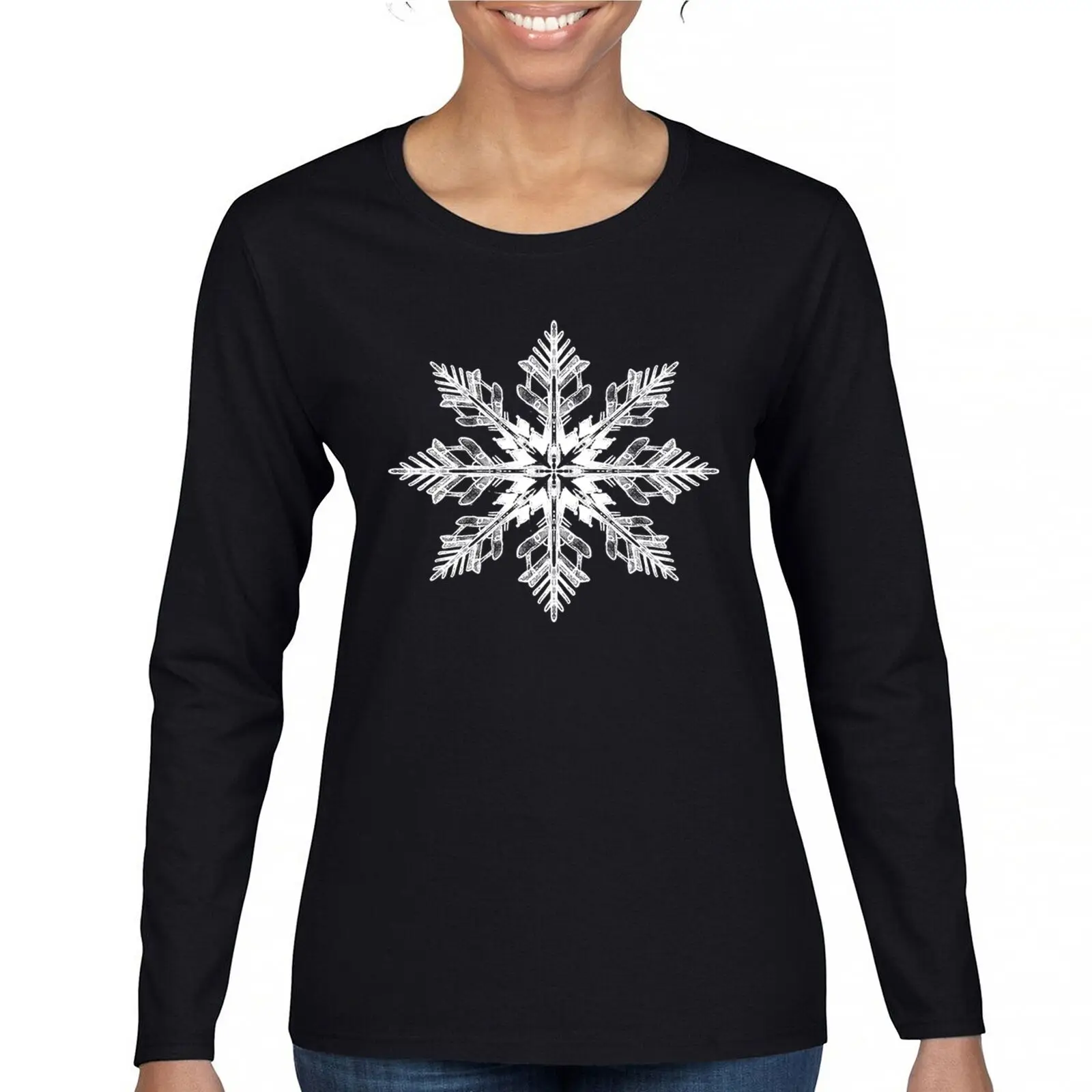 Snowflake Women's Long Sleeve T-shirt Christmas Holiday Spirit Xmas Gift Idea