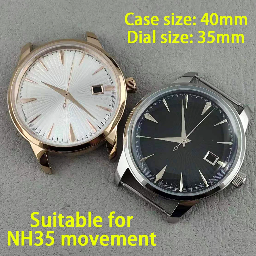 NH35 case 40mm stainless steel case suitable for NH35 movement watch accessories, dial without lumens