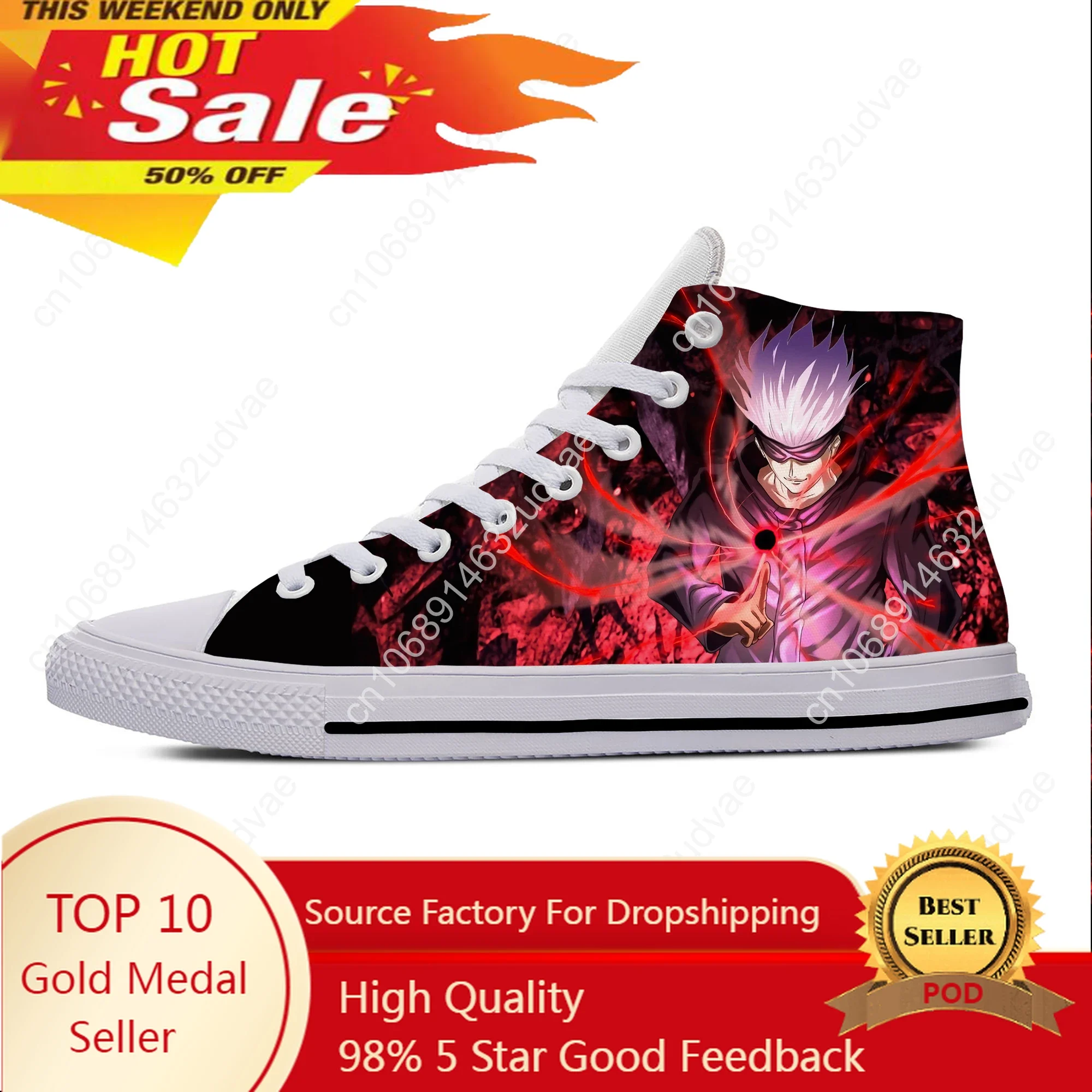 

Summer Hot Anime Jujutsu Kaisen Gojo Satoru Fashion Casual Shoes High Top Mens Womens Teenager Latest Classic Sneakers