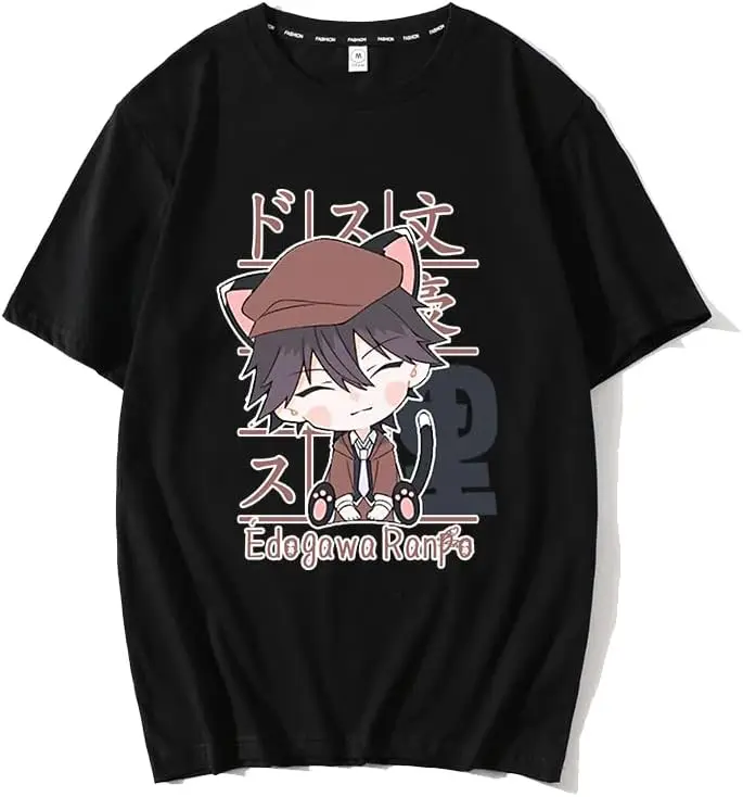 Bungo Stray Dogs T-Shirt Cute Anime Cartoon Figures Dazai Osamu Printed Short Sleeve Tee Tops for Youth Men Women