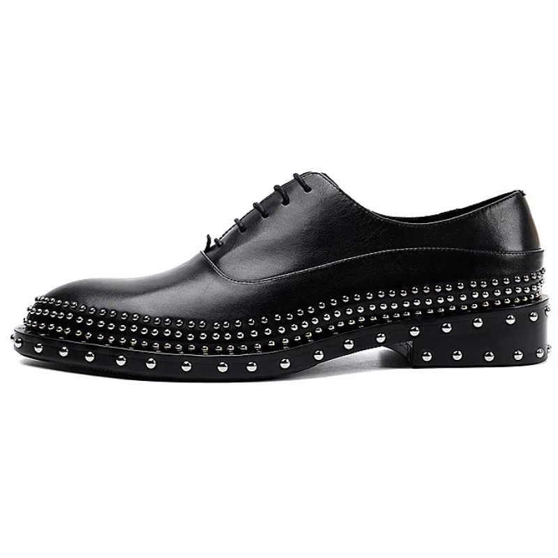 Riveted Oxford Shoes Gentlemen's Top Layer Cow Men's Fashion Business Dress Leather Shoes