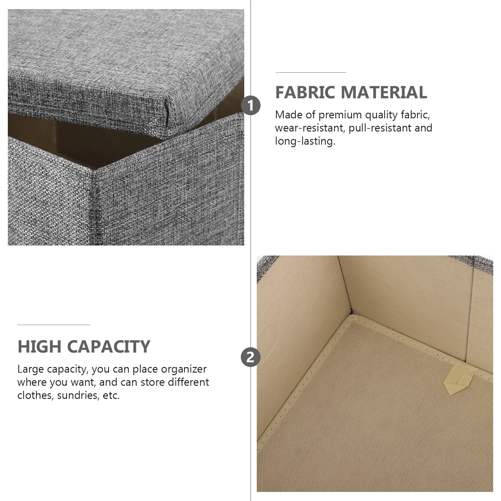 

Large Capacity Gray Clothes Storage Box Cube Organizer Multi Functional Quilt Storage Container Wardrobe Bin