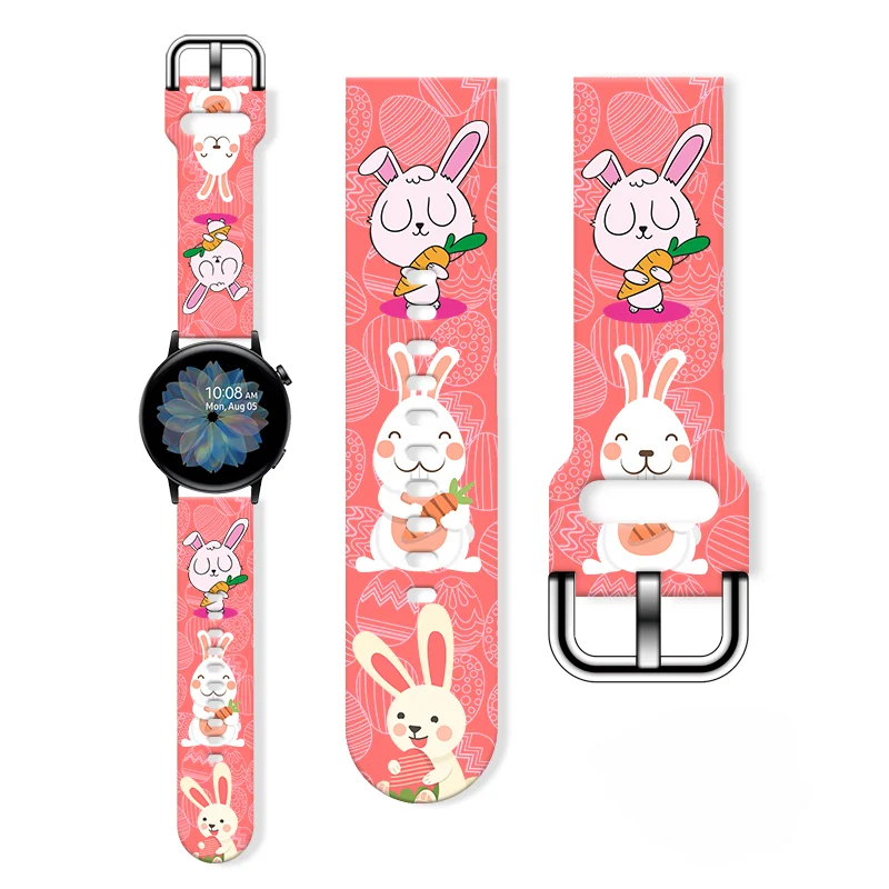 20mm Easter Printed Watch Strap for Samsung Galaxy 6/5 40mm 44mm 4Classic 42mm Replaceable Bracelet for Amazfit Balance 5Pro