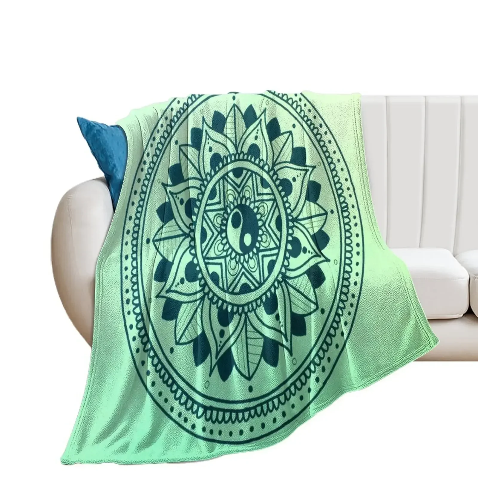 

Green Yin Yang Mandala Throw Blanket For Decorative Sofa Thermals For Travel Blankets