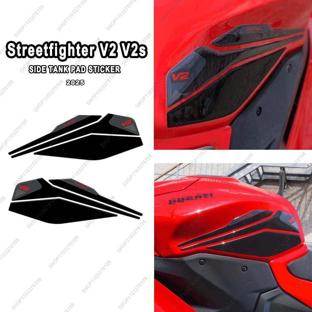 Para Ducati Streetfighter V2 V2s 2025 kit de almohadilla de tanque de combustible para motocicleta pegatina de protección kit de pegatinas de resina de gel 3D de aceite combustible