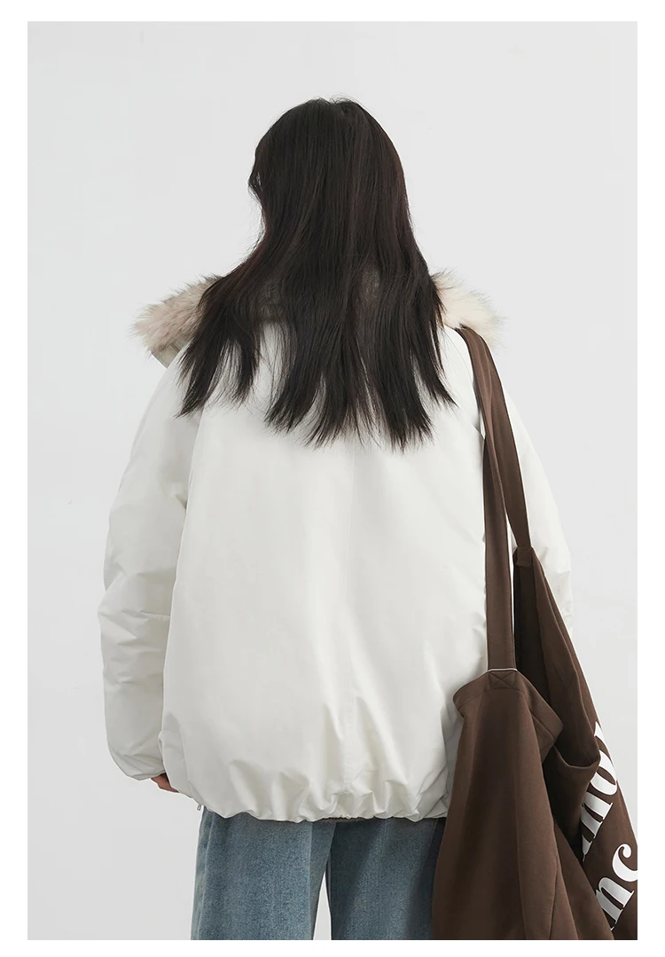CHIC VEN New Women Down Coat Solid Hooded Loose Casual Faux Fur Collar 90 White Duck Down Ladies Down Jacket Autumn Winter 2026