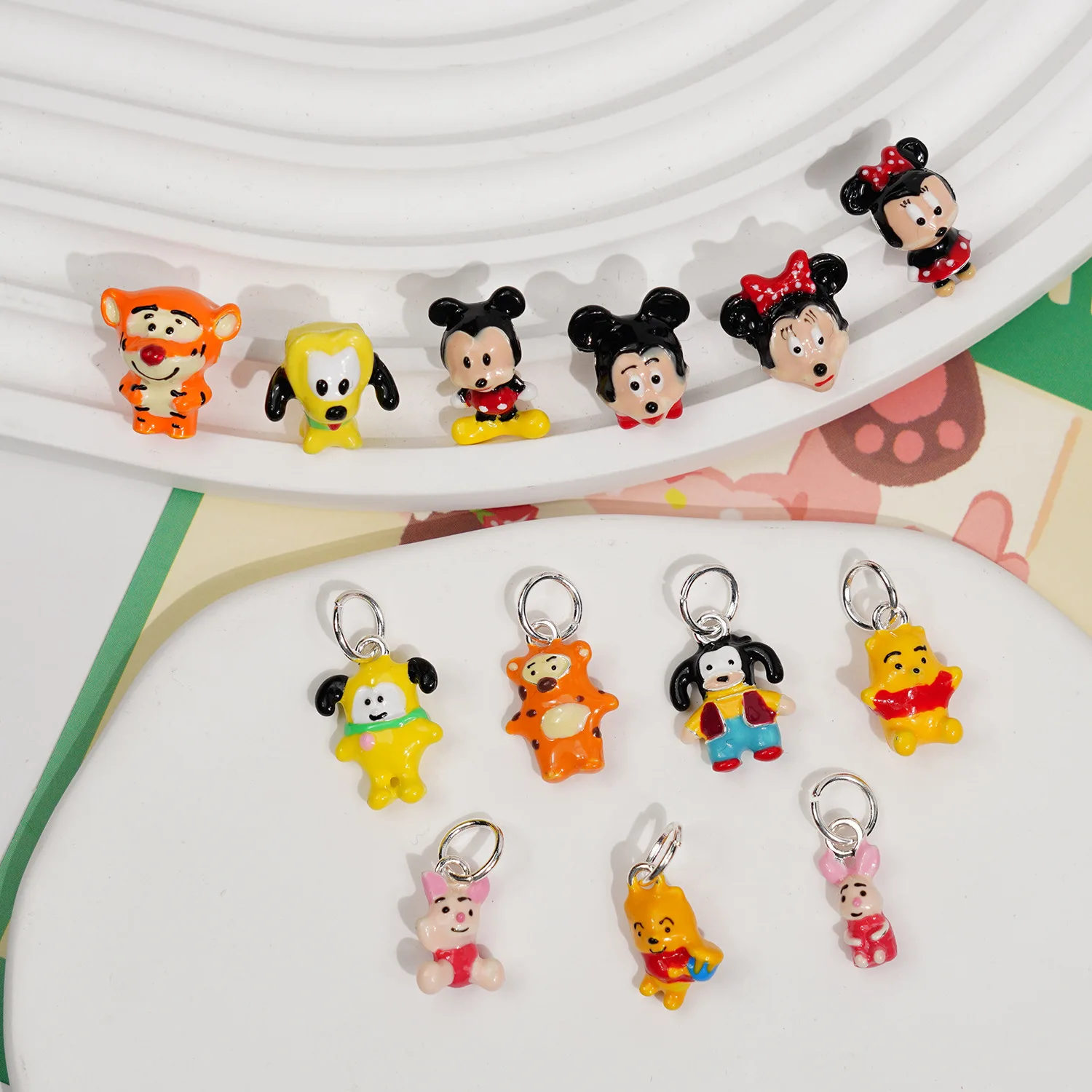 New Miniso Fashion Disney Mickey Minnie Charm Beads Suitable for Original Women's Bracelets Jewelry Accessories Gifts