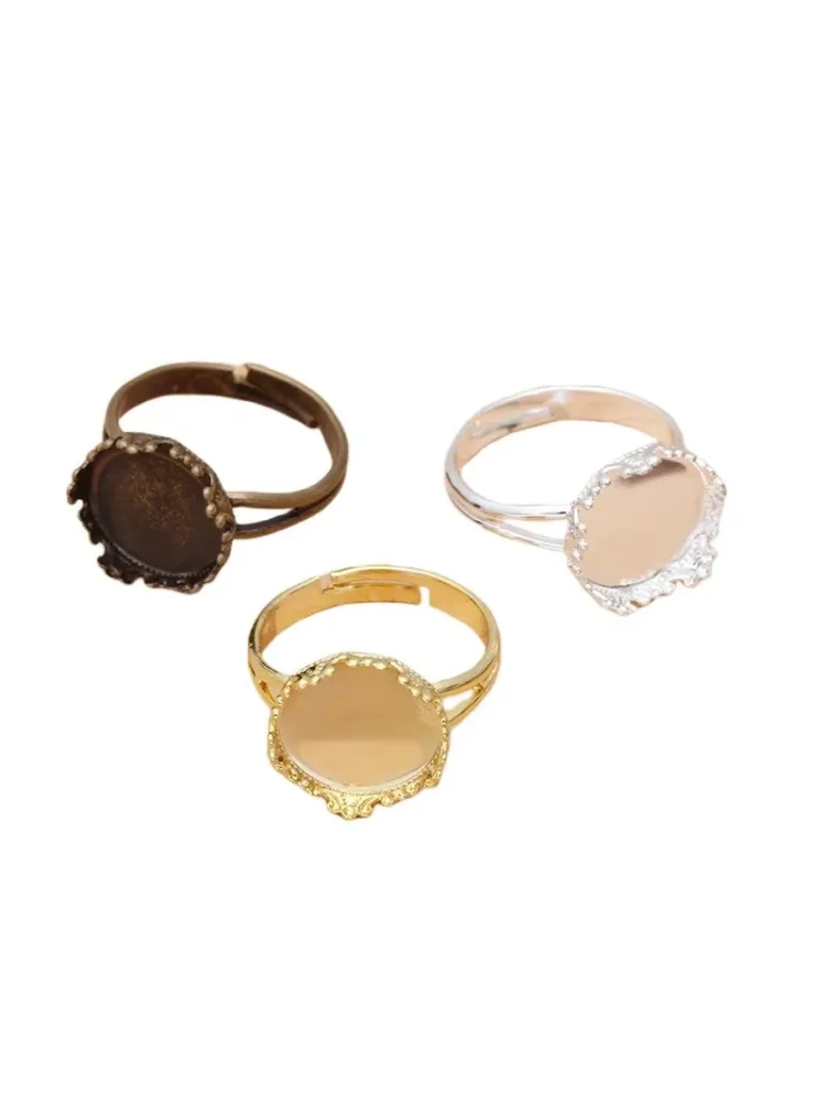 BoYuTe (50 Pieces/Lot) Fit 12MM Cabochon Metal Brass Crown Ring Blank Tray Base Settings Diy Handmade Jewelry Accessories