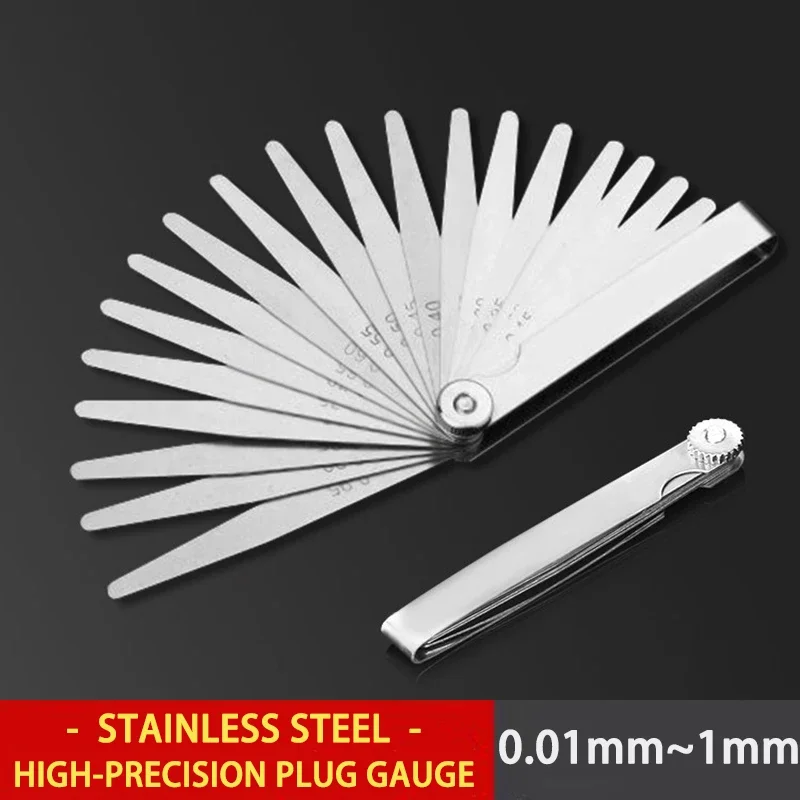

High Precision Stainless Steel Plug Gauge 0.01-1mm Metric Valve Gap Clearance Combination Plug Gauge 10/13/16/17/18/25/32 Slice