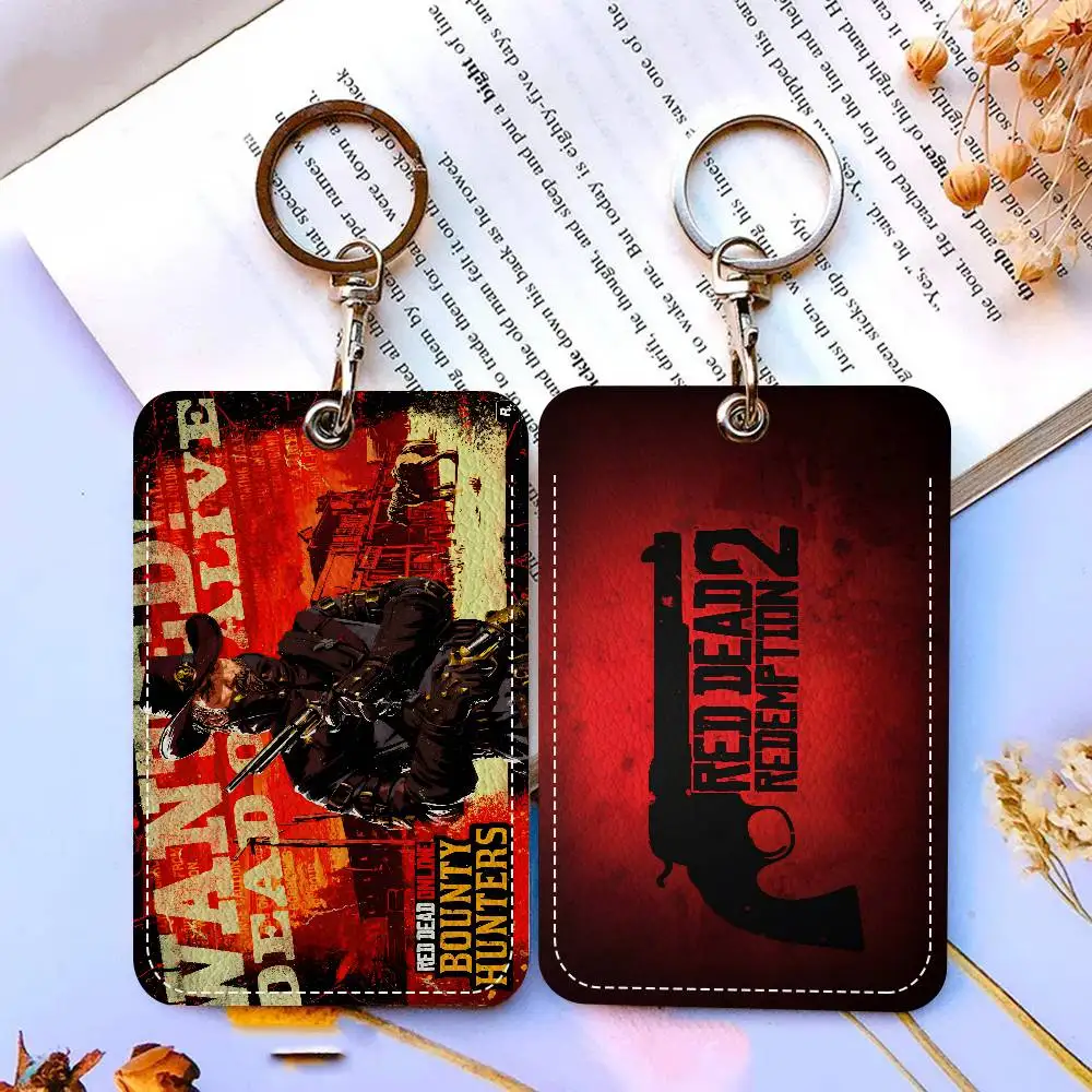 R-Red Dead Game R-Redemption 2 Holder Keychain With Keychain for Access Card Bus Pass & Card Credit ID Bank Card Protective Case